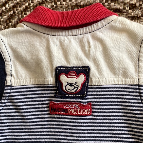 Micromotion Marine Newborn Button-Front Stripe Polo T-Shirt - Picture 6 of 10